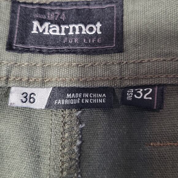 Marmot Mens 36x32 Green Pants Jeans Cotton Cargo - Picture 6 of 12